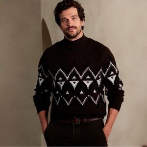 Banana Republic Como Fair Isle Sweater Men’s Size Medium Brown